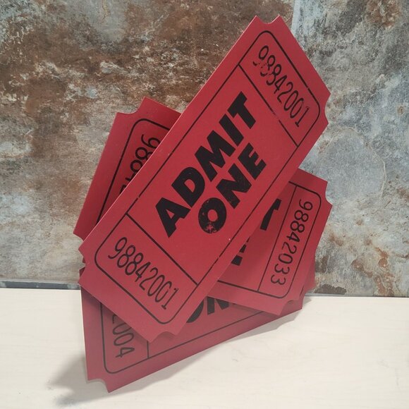 Admit One Red Stacked Tickets Metal 3D Layered Wall Art Sign Theater Movie Decor - Picture 7 of 13
